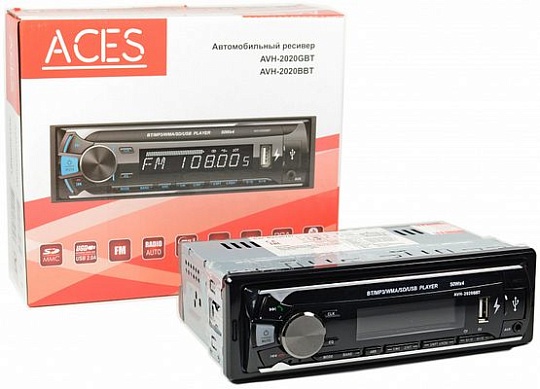 ACES AVH-2020BBT Ресивер 1-Din 4*50вт BT/MP3/2USB/SD/AUX/2RCA синий