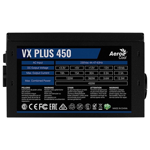 Блок питания ATX 450Вт AEROCOOL VX PLUS, VX-450 PLUS
