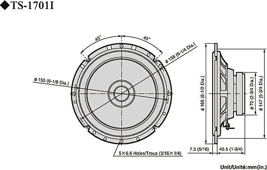 Автомобильные колонки Pioneer TS-1701I 6 дюймов