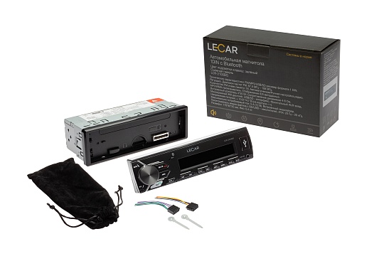 Автомобильная магнитола Lecar LCR-2100BG 1DIN с Bluetooth, съемная панель, подсветка клавиш GREEN