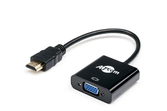 Переходник HDMI(m) - VGA(f) ATcom AT1013, 0.1 м, черный
