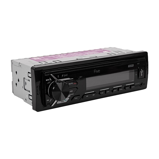 Автомагнитола FIVE F34W 1din ресивер 24V!/белая/BT/USB/SD/FM/AUX/MP3/4*45/фикс.панель