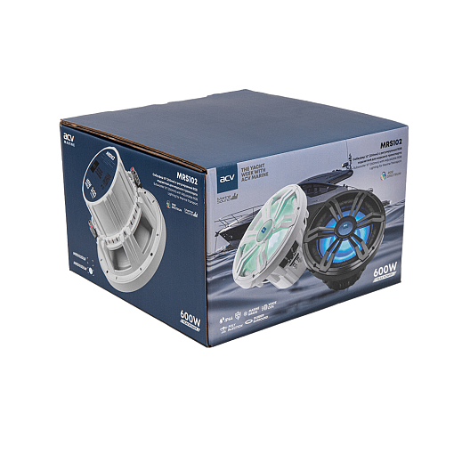 ACV MRS102DLW Сабвуфер 10" (250мм) с регулируемой RGB подсветкой для морского транспорта