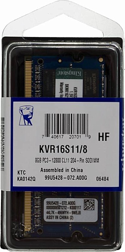 Модуль памяти SO-DIMM DDR3 8Gb KINGSTON KVR16S11/8