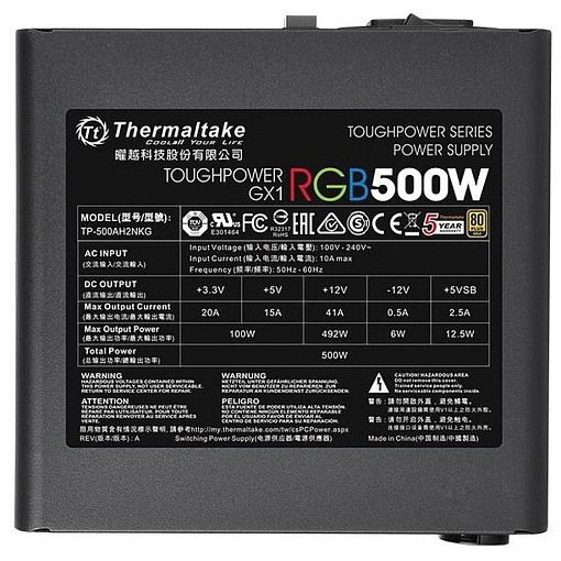 Блок питания ATX 500Вт THERMALTAKE Toughpower GX1 RGB, PS-TPD-0500NHFAGE-1