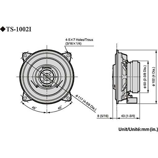 Автомобильные колонки Pioneer TS-1002I 4 дюйма