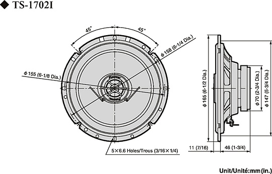 Автомобильные колонки Pioneer TS-1702I 6 дюймов