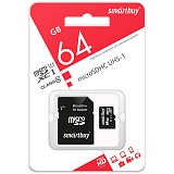 Карта памяти microSDXC 64Gb 10 class Smart Buy UHS-1 с адаптером