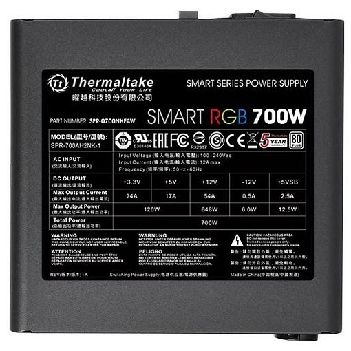 Блок питания ATX 700Вт THERMALTAKE Smart RGB 700, PS-SPR-0700NHSAWE-1