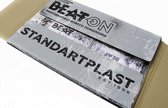Вибродемпфирующий материал Beat-on (0.75*0.47, 2 мм) гофроящик+пленка | Цена указана за 1 лист
