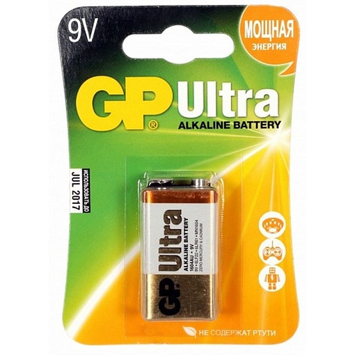 Батарейка GP Ultra Alkaline 1604AU 6LR61 9V (1шт)