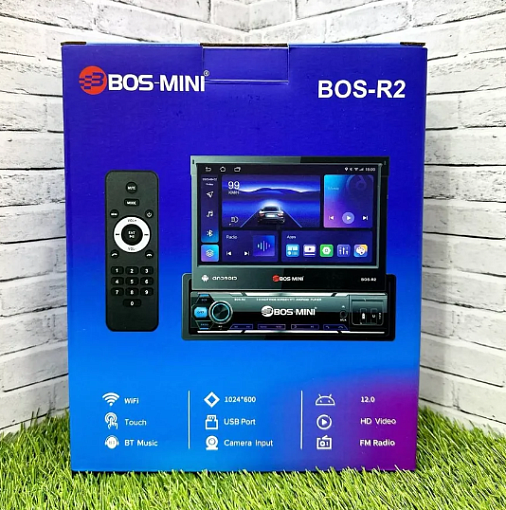 BOS-MINI BOS-R2 Автомагнитола 1-Din с выдвижным экраном 7" Android 12 4+64Gb GPS WiFi