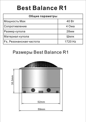 Best Balance R1 ВЧ-динамики уровня HI-END 28 мм