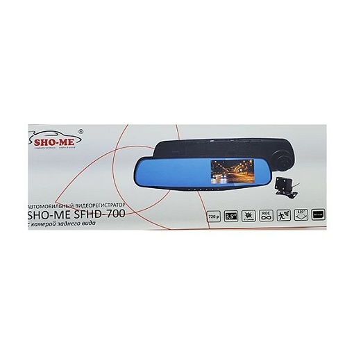 Видеорегистратор-зеркало SHO-ME SFHD-700, 3.5" 2 камеры черный