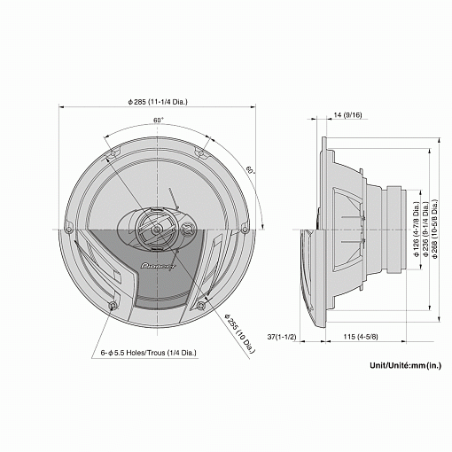 Автомобильные динамики Pioneer TS-A2503I 6 на 8 дюймов