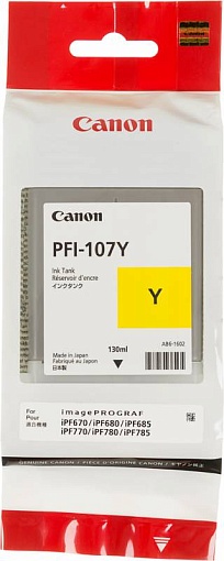 Картридж струйный CANON PFI-107Y, 6708B001