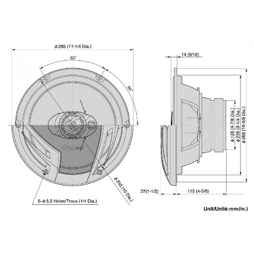 Автомобильные динамики Pioneer TS-A2503I 6 на 8 дюймов