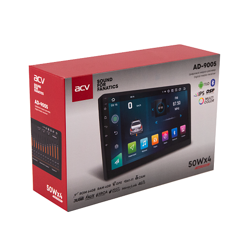 Автомобильная мультимедийная система DSP/Android 11/4G LTE/IPS 9" ACV AD-9005