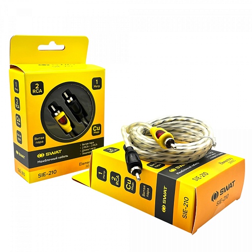 SWAT SIE-210 Межблочный кабель 2RCA-2RCA 1м витая пара МЕДЬ