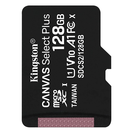 Карта памяти MicroSD 128Gb 10 Class Kingston Canvas Select Plus A1 (100Mb/s) без адаптера