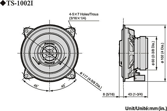 Автомобильные колонки Pioneer TS-1002I 4 дюйма