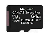 Карта памяти MicroSD 64Gb 10 Class Kingston Canvas Select Plus A1 (100Mb/s) без адаптера
