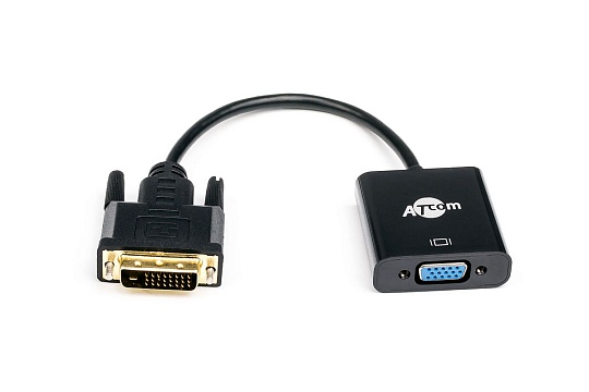 Переходник DVI-D(m) - VGA(f) ATcom AT9214, 0.1 м, черный