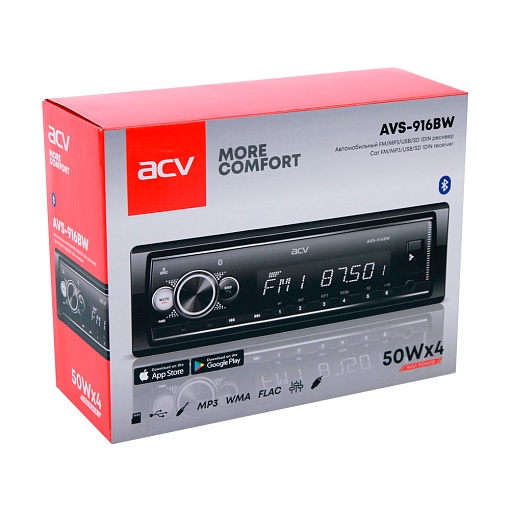 Автомобильный ресивер с Bluetooth, поддержкой ACV RC и ACV Control, белая подсветка ACV AVS-916BW