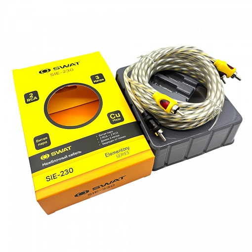 SWAT SIE-230 Межблочный кабель 2RCA-2RCA 3м витая пара МЕДЬ