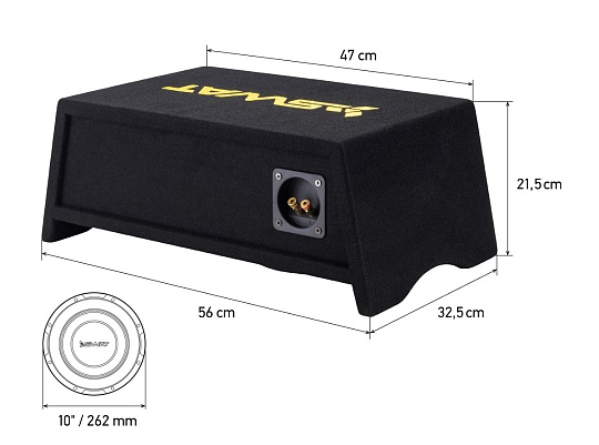 SWAT MAS-10SB SLIM Сабвуферный динамик 10" в корпусе ЗЯ-18л SLIM 300Вт RMS 4Ом