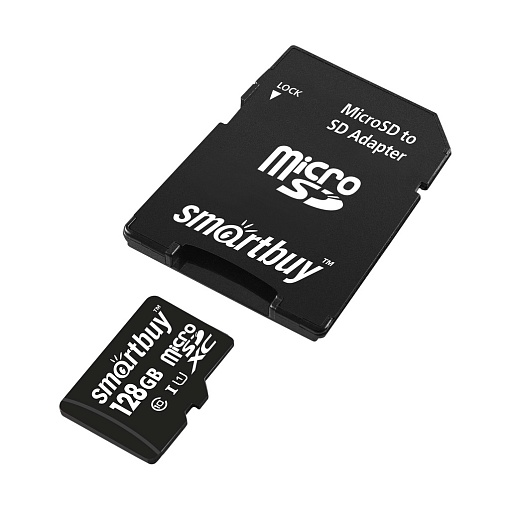 Карта памяти microSDXC 128Gb 10 class Smartbuy UHS-1 с адаптером