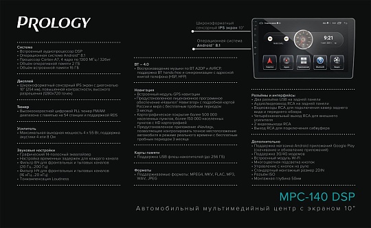 PROLOGY MPC-140 Монитор+USB/SD DSP