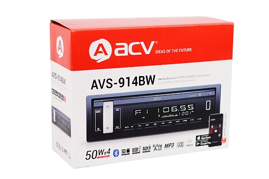ACV AVS-914BW Магнитола с Bluetooth, поддержкой ACV RC и ACV Control, белая подсветка