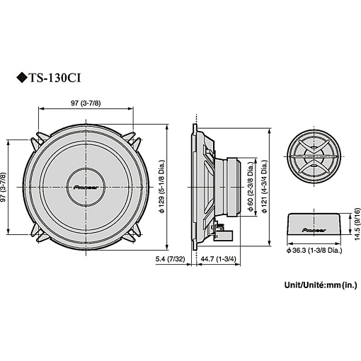 Двухкомпонентная акустика Pioneer TS-130CI (13 см./5 дюймов)