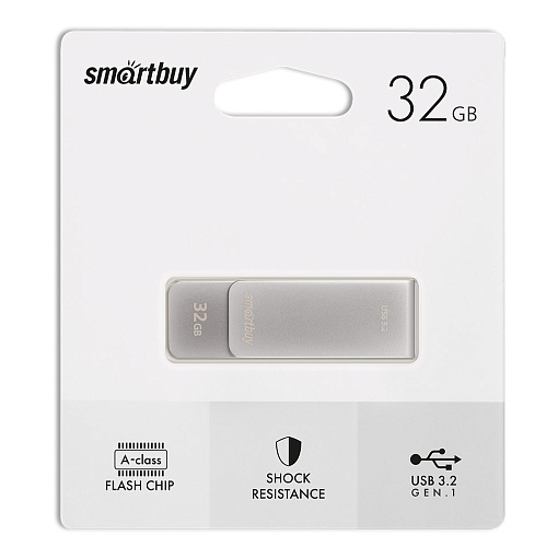 Флеш-накопитель USB 3.0 32Gb Smart Buy M1 серый металлик