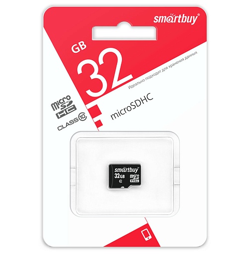 Карта памяти microSD 32Gb 10 class SmartBuy LE без адаптера