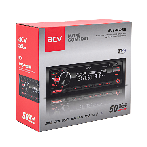 Автомобильный FM ресивер с BLUETOOTH, USB, SD, красная подсветка ACV AVS-932BR