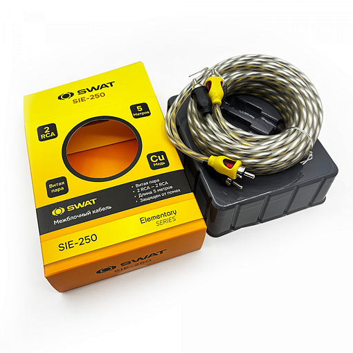 SWAT SIE-250 Межблочный кабель 2RCA-2RCA 5м витая пара МЕДЬ