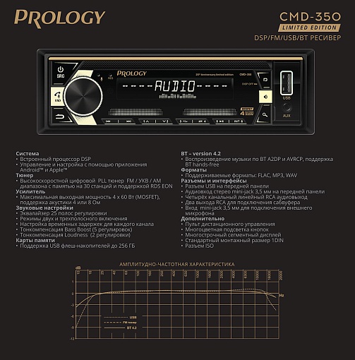 Prology CMD-350 DSP USB/FM/BT ресивер