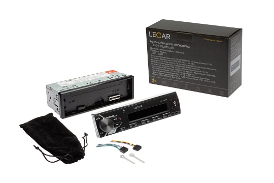 Автомобильная магнитола Lecar LCR-2100BR 1DIN с Bluetooth, съемная панель, подсветка клавиш RED