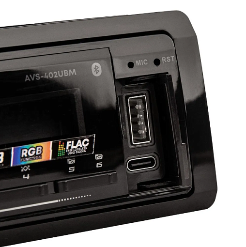 ACV AVS-402UBM (1din/мультицвет/Bluetooth/USB/TYPE-C/AUX/SD/FM/4*50)