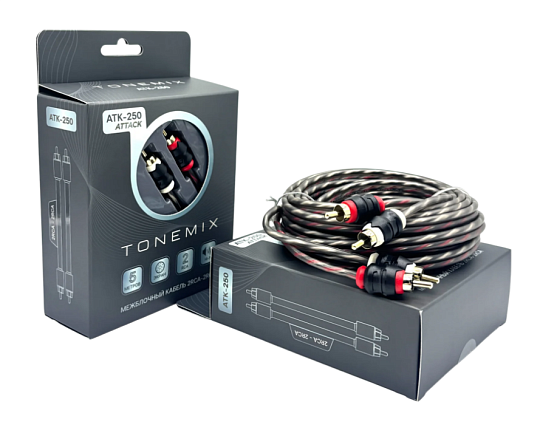 Tonemix ATK-250 Межблочный кабель 2RCA-2RCA 5м витая пара 1 экран МЕДЬ