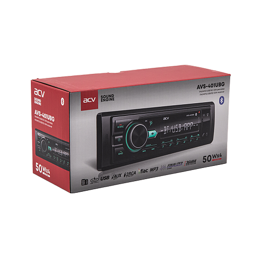 ACV AVS-401UBG Автомобильный медиа-ресивер с Bluetooth USB, SD, AUX, USB Type-C