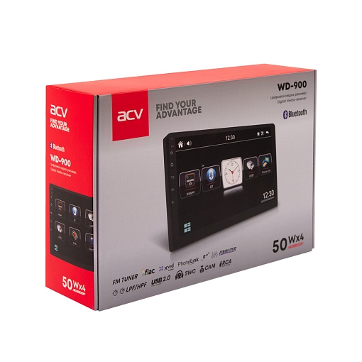 Автомобильный FM/USB ресивер с Bluetooth и поддержкой Apple Carplay и Android Auto ACV WD-900
