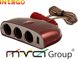Разветвитель прикуривателя Intego C-05 красный 3 гнезда (10А) USB (5V/500mA)