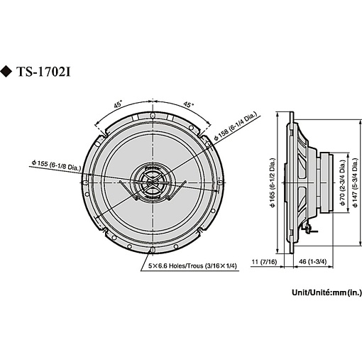 Автомобильные колонки Pioneer TS-1702I 6 дюймов