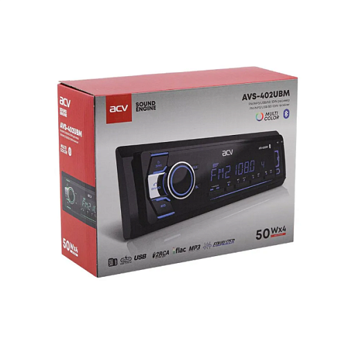 ACV AVS-402UBM (1din/мультицвет/Bluetooth/USB/TYPE-C/AUX/SD/FM/4*50)