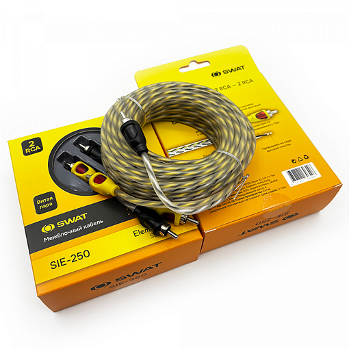 SWAT SIE-250 Межблочный кабель 2RCA-2RCA 5м витая пара МЕДЬ