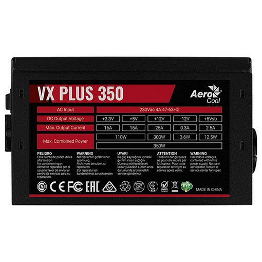 Блок питания ATX 350Вт AEROCOOL VX PLUS, VX-350 PLUS 350W