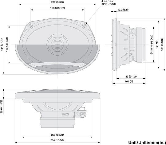 Автомобильные колонки Pioneer TS-E6902I 6 на 9 дюймов